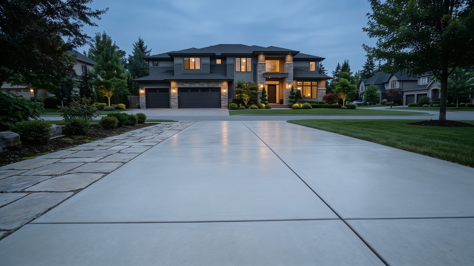 Same driveway pristine after pressure washing